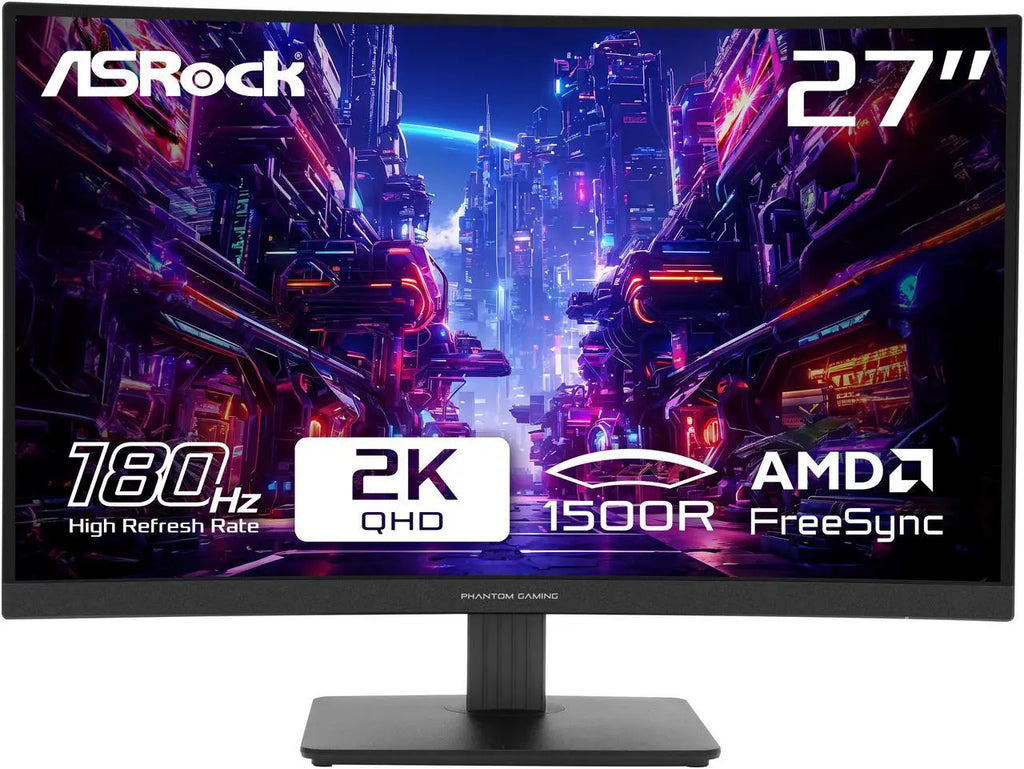 Moniteur de jeu ASRock Phantom 27" 180 Hz VA QHD FreeSync (AMD Adaptive Sync) 95 % DCI-P3 / 132 % sRGB PG27QRT1B